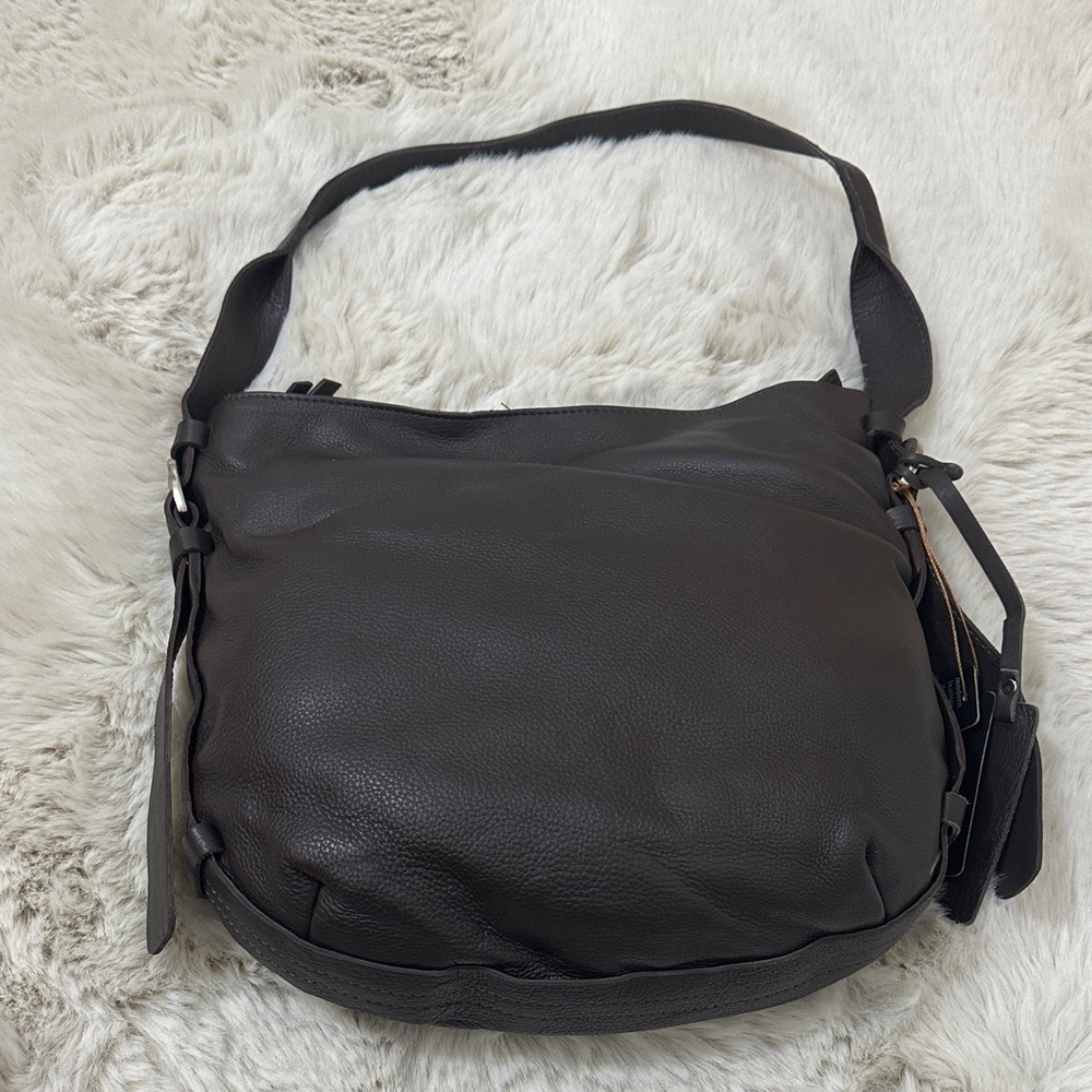 Tano Dark Brown Leather Hobo Bag